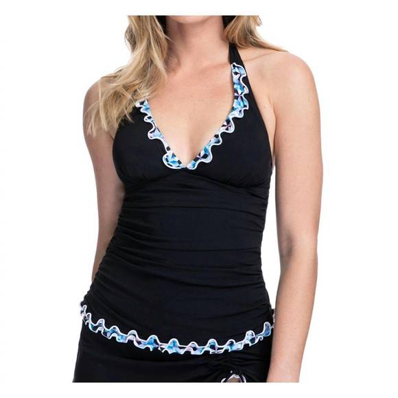 Profile by Gottex Women's Ocean Blues Swim Halter Tankini Top